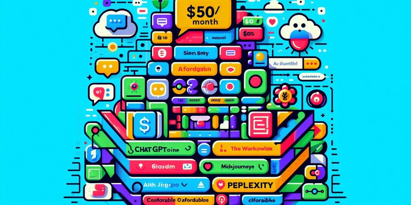 AI workflow tools stack under $50 per month showing ChatGPT Midjourney Perplexity cost breakdown