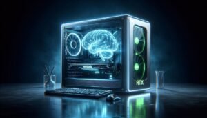 Private AI assistant running on a powerful local PC setup with GPU visible