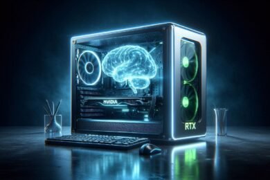 Private AI assistant running on a powerful local PC setup with GPU visible