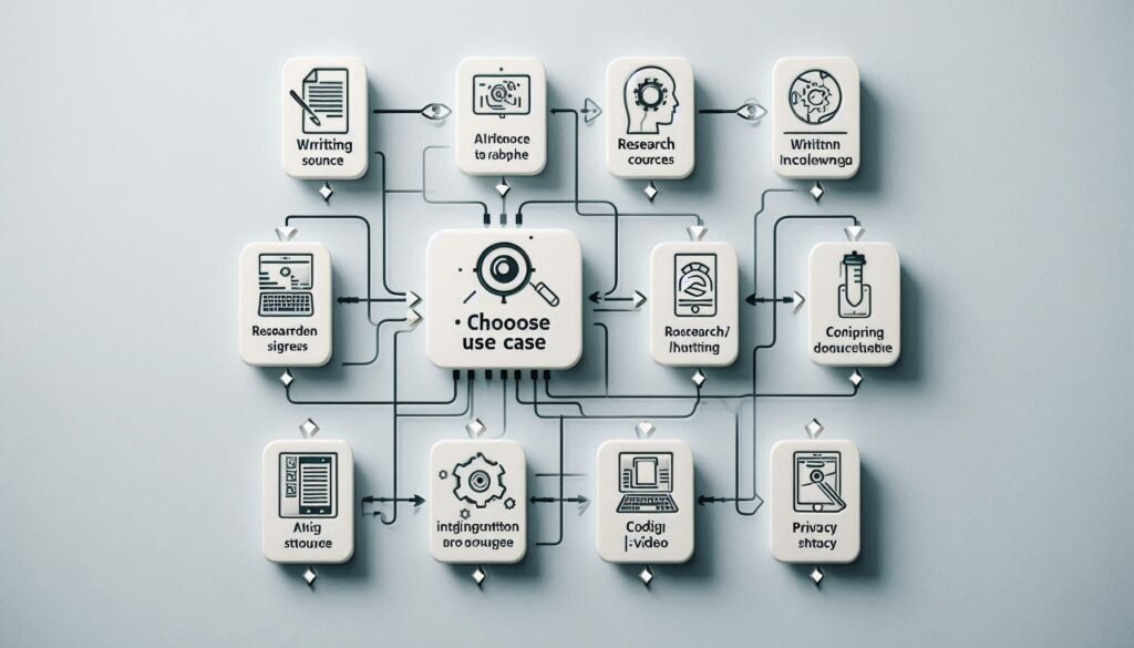 Flowchart showing which ChatGPT alternative to use for each task