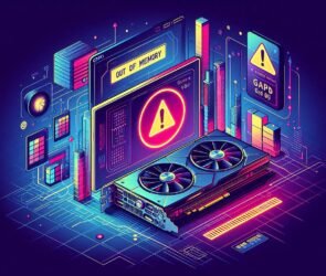 Stable Diffusion CUDA out of memory error concept with VRAM maxed out on a GPU.