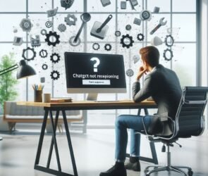 Frustrated user experiencing ChatGPT not responding error message on computer screen